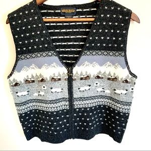 Vintage Woolrich Sweater Vest w Sheep, 100% Lambswool